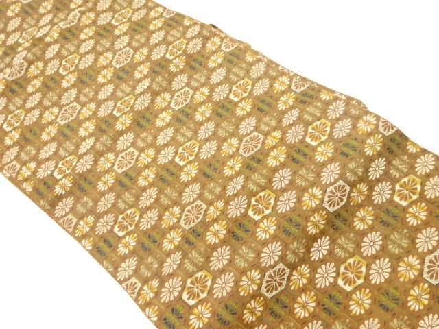 亀甲に菊模様織出し名古屋帯